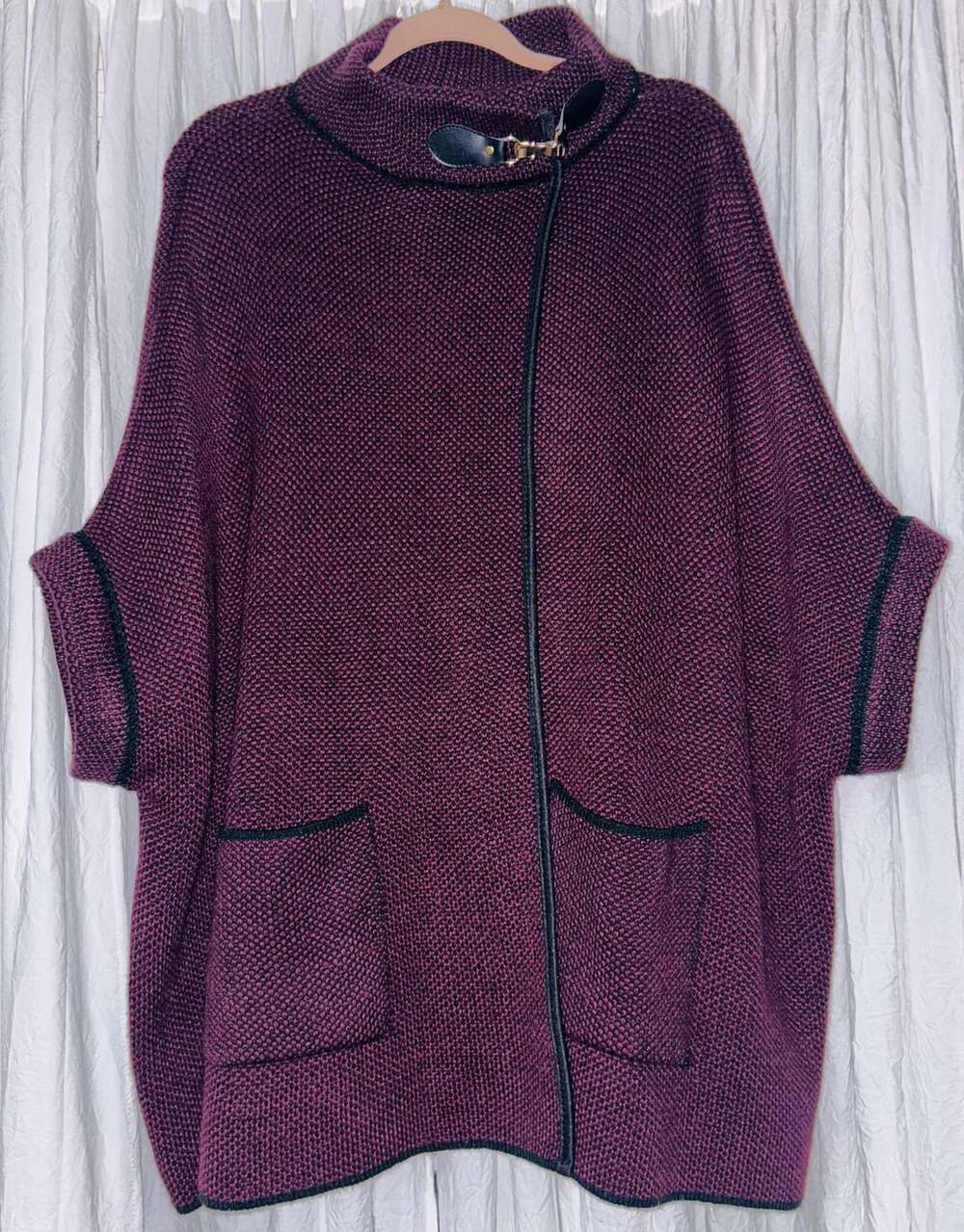 Cejon herringbone riding cape in Plum one size